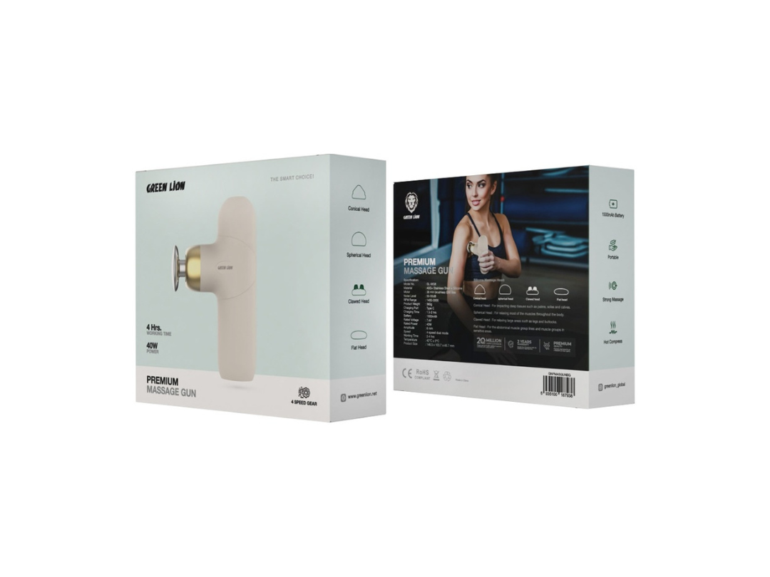 Green Lion Premium Massage Gun - Beige | Same-Day Delivery Qatar Green Lion Premium Massage Gun - Beige | Same-Day Delivery Qatar